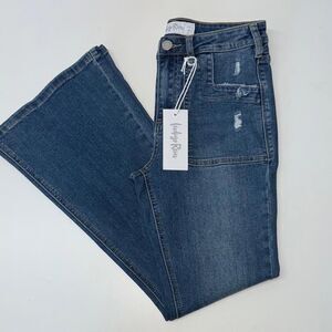 🔥Indigo Rein Blue Flare Wide Leg Jeans super stretching Sz 7 New high rise NWT